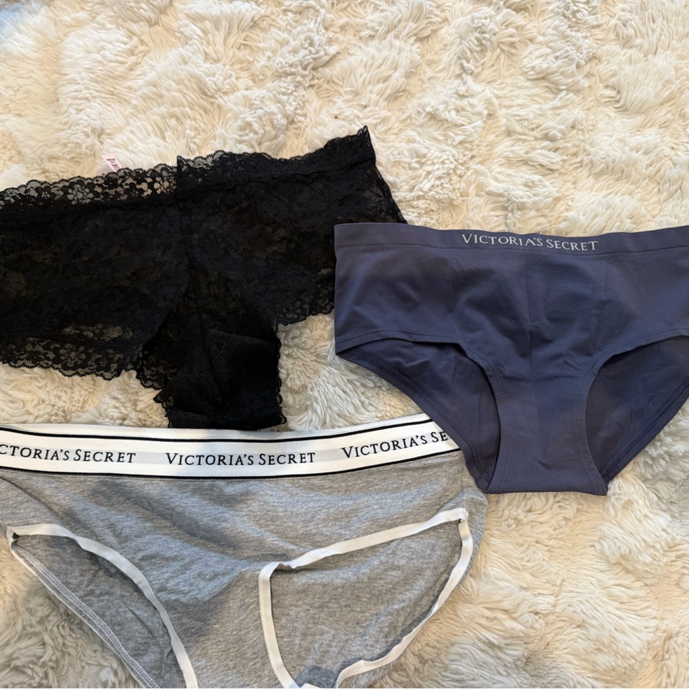 Victoria's Secret Panties Set - Black, Blue, and Gray
